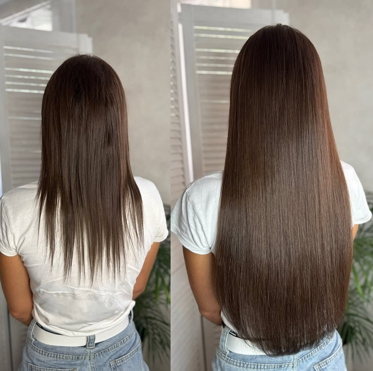Before and after brunette extensions