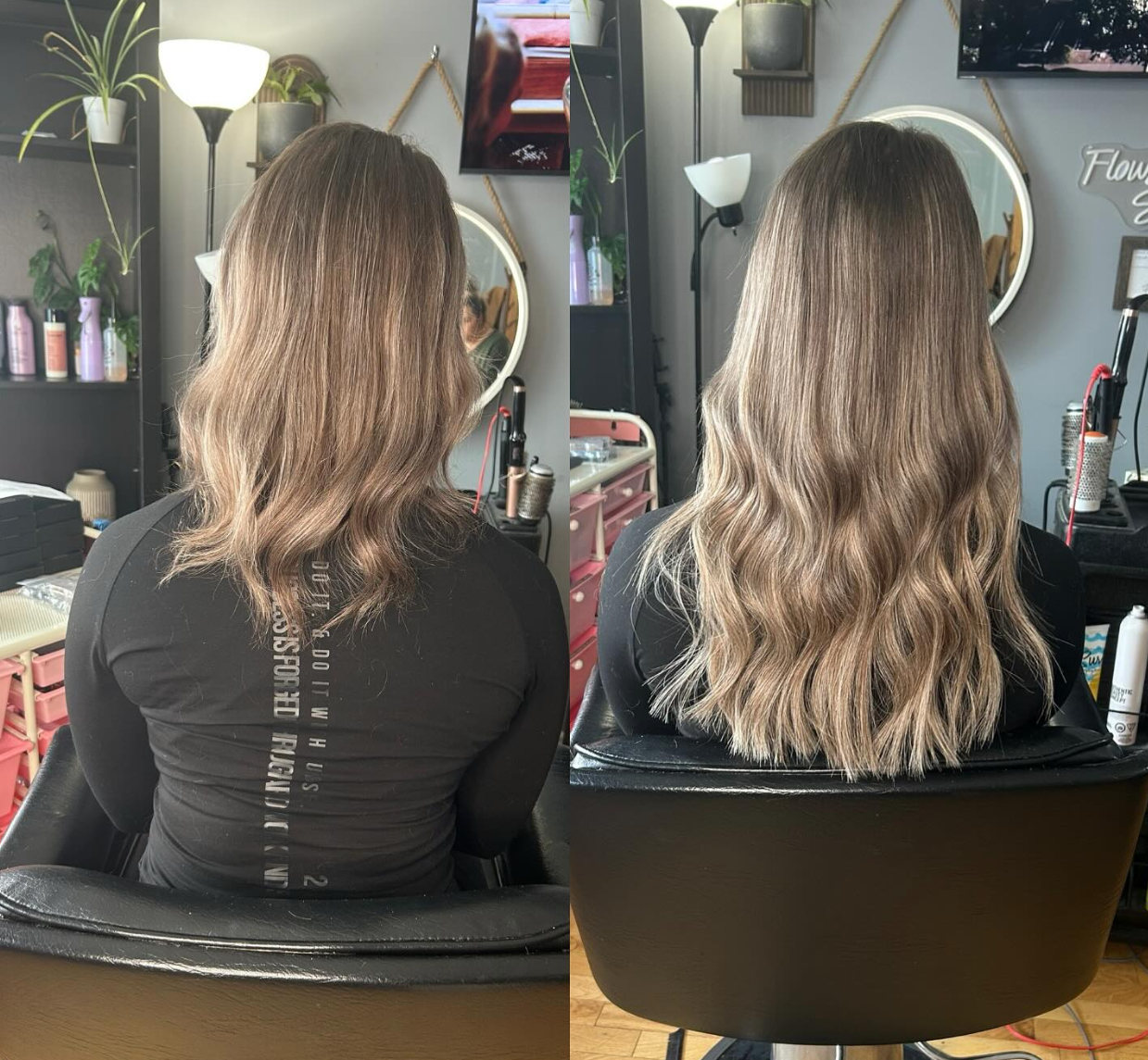Before and after ash blonde extensions